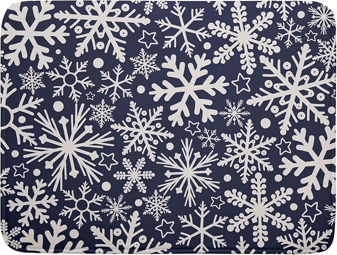 Dark Blue Winter Dish Drying Mat by Aytipun