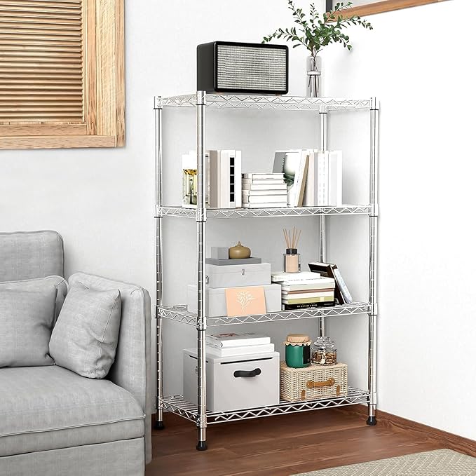 Xcity Storage Shelves, 4 Tier Heavy Duty Metal Shelving Unit, 1600 LBS Capacity Adjustable Steel Wire Shelf Organizer for Pantry, Kitchen, Garage, 14" D x 36" W x 54" H, Chrome - Image 2
