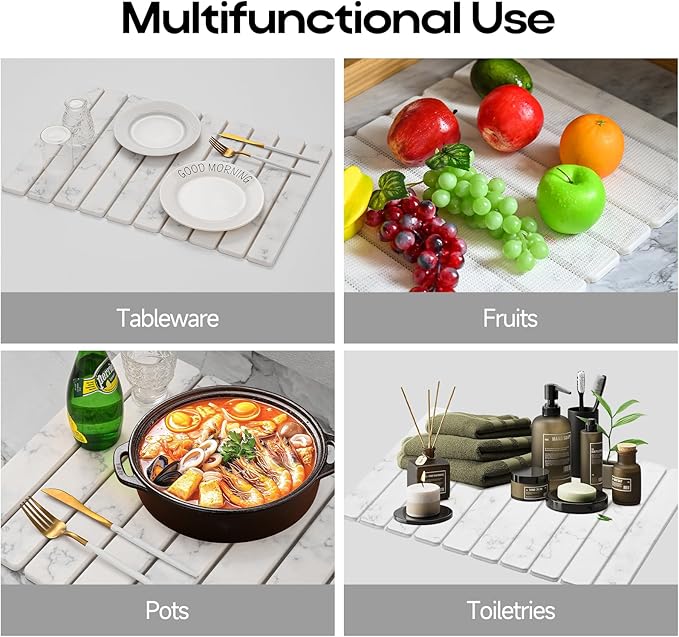 Large Stone Drying Mat for Kitchen Counter, Quick Drying Mat, Glasses and - Image 5