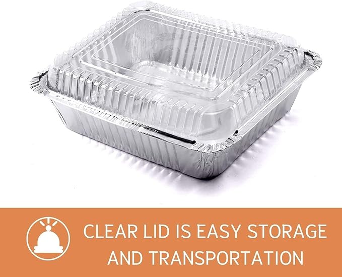 8x8 Aluminum Pans with Clear Plastic Lids - Image 4
