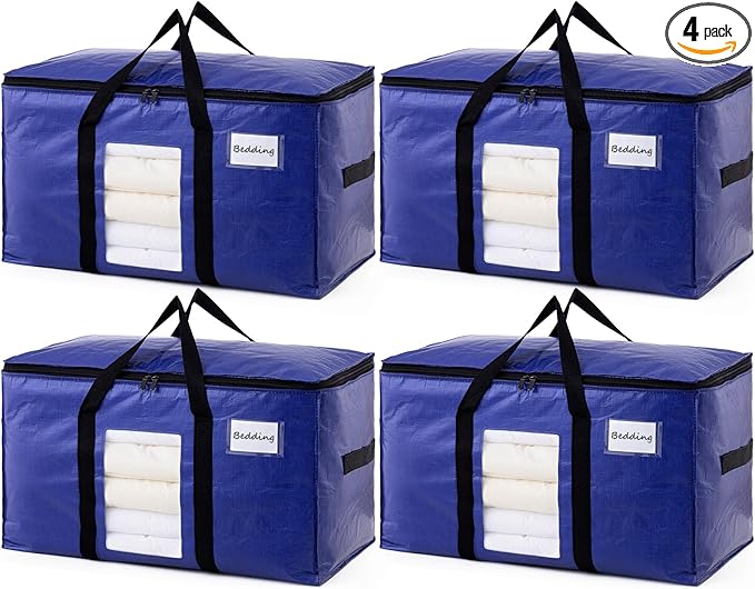 TAILI 4 Pack Dark Blue Extra Large Moving Bags, Heavy Duty Totes by TAILI