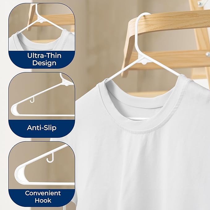SereneLife 30 Pack Plastic Hangers, Space-Saving Closet Organizers, Durable and - Image 5