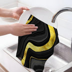 Black Gold Kitchen Dish Towels Set of 4 Soft Absorbent Marble Texture Black - Image 3