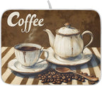 Coffee Themed Dish Drying Mat for Kitchen Counter Absorbent Microfiber Small by ALAZA