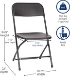 Flash Furniture Hercules Series Big & Tall Stackable Plastic Folding Chairs, Extra Wide Commercial Event Seats, Set of 4, Black - Image 3