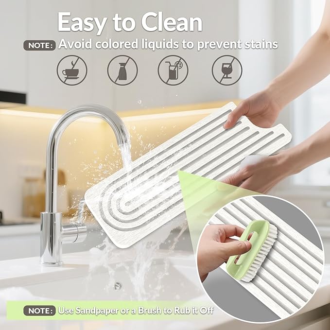 Stone Faucet Mat for Kitchen Sink, Diatomite Quick Dry Kitchen Sink Splash Guard - Image 9