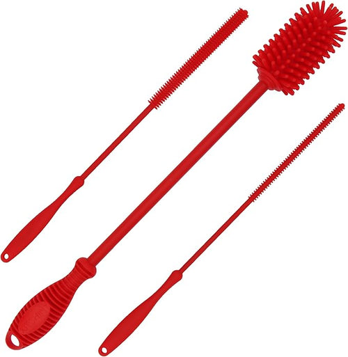 12.5" Silicone Bottle Brush & Straw Cleaner Brush Set | Water Bottle Cleaner by Kitchiny