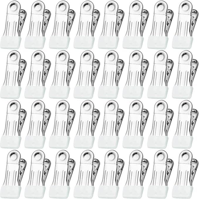 Clothes Pins for Hanging Clothes, 32 Pack White Stainless Steel Clothespins for by Sylroal