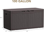 Devoko 100 Gallon Waterproof Large Resin Deck Box Indoor Outdoor Lockable Storage Container for Patio Furniture Cushions Garden Tools (100 Gallon, Dark Brown) - Image 6