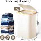 Large Laundry Hamper, 75L Waterproof Laundry Basket - Image 2