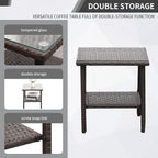 Outdoor Rocking Chair 3 Pieces High-Backed Rocking Chair Patio Rocking Chairs Outdoor Table, Khaki - Image 6