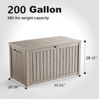200 Gallon Outdoor Deck Box, Lockable Waterproof Outdoor Storage Boxes For Garden Tools,Indoor Cushions,Accessories Outside Storage Resin Weatherproof Container(Grey) - Image 4