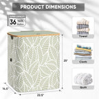BALEINE Laundry Hamper with Lid, Tall Laundry Baskets with Bamboo Pull Handles - Image 4