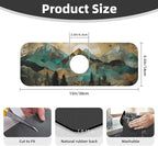 Kitchen Sink Splash Guard Faucet Mat Mountains Trees Landscape Sunrise 15"x5.5" - Image 2