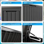 90 Gallon Waterproof Outdoor Storage Box,Resin Deck Box,Lockable Outside Storage Box Container for Patio Furniure,Garden,Tools (90 Gallon,Black) - Image 3