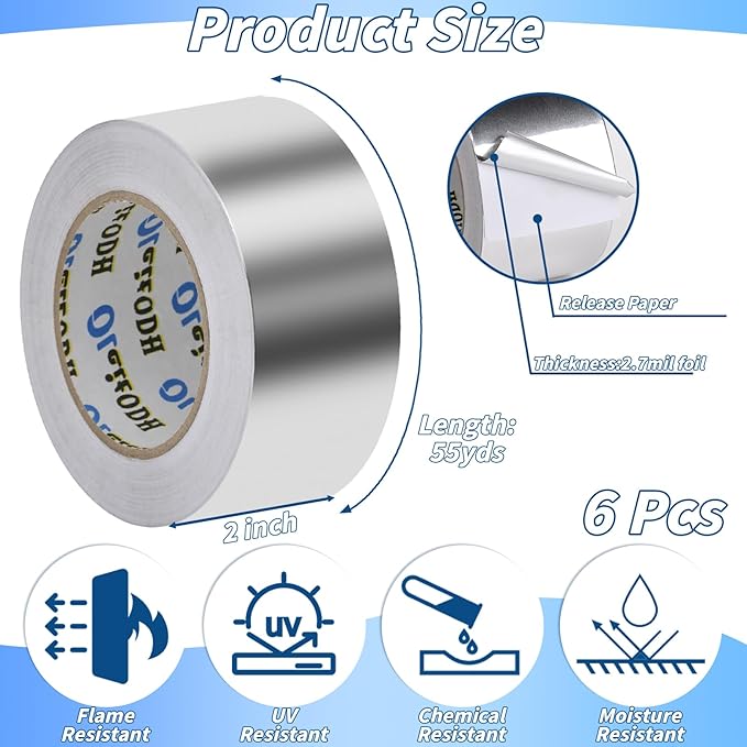 6 Pack Aluminum Foil Tape Bulk - Image 2