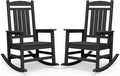 SERWALL HDPE Outdoor Rocking Chair Set of 2, Patio Rocking Chairs, All-Weather Porch Rockers for Adults, Black by SERWALL