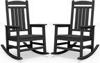 SERWALL HDPE Outdoor Rocking Chair Set of 2, Patio Rocking Chairs, All-Weather Porch Rockers for Adults, Black by SERWALL