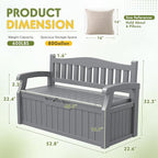 Greesum 80 Gallon Storage Bench Outdoor Deck Box with Armrest, Patio Furniture,Lockable, Waterproof and UV Resistant, Suitable for Garden, Pool, Grey - Image 3