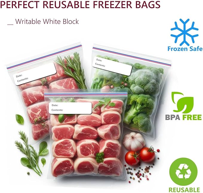 Large Plastic Bags With Zipper Top and Writable White Block, 2 Gallon, 2-Mil - Image 5