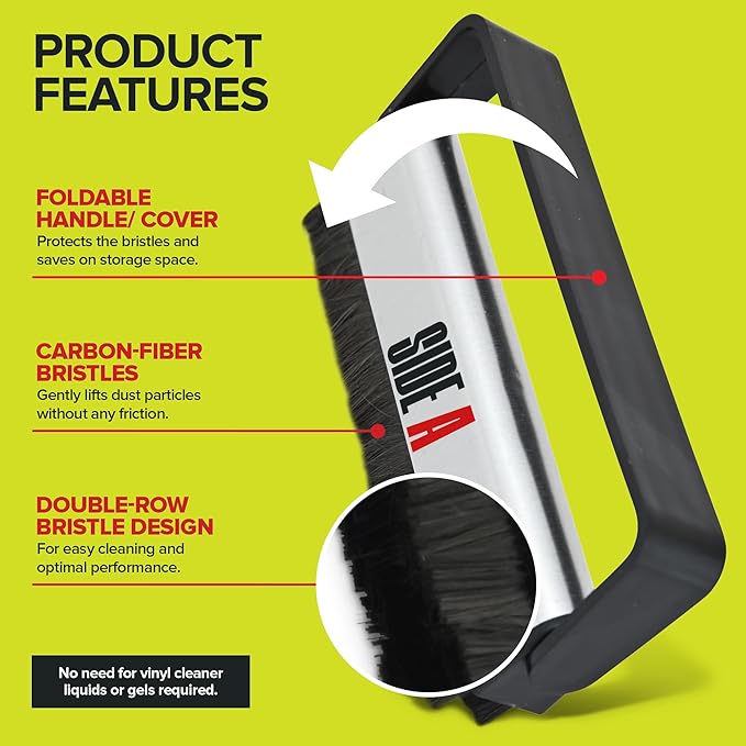 Side A Vinyl Record Brush with Soft Carbon Fibre Bristles, Anti-Static - Image 3