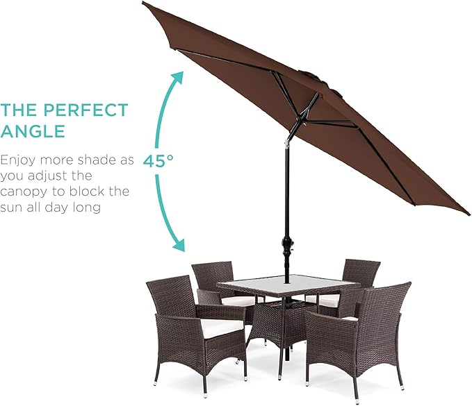 Best Choice Products 10ft Outdoor Table Compatible Steel Polyester Market Patio Umbrella w/Crank and Easy Push Button Tilt - Image 2