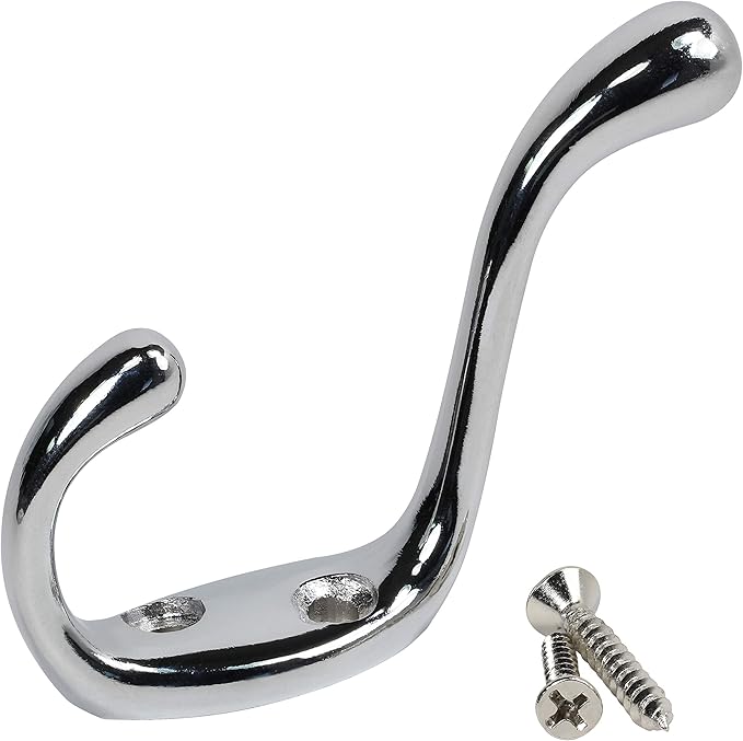 Rok Hardware Heavy Duty Dual Coat Hook, 10 Pack ROKCH101CH by Rok