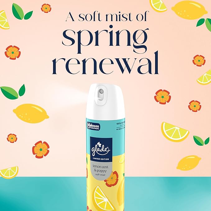 Glade Odor Fighting Soft Mist Air Freshener Room Spray, Lemon Zest & Poppy - Image 2
