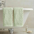 Artoid Mode 2 Pcs Light Green 3D Diamond Grid Jacquard Hand Towels - Image 4