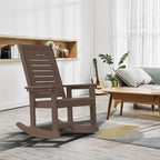 GREENVINES Outdoor Rocking Chairs | Set of 4 | Porch Rocker | HDPE Plastic | Wood Grain | Oversized Rockers | High Back | Big & Tall | Ladder Back | Dark Brown | for Patio Outside - Image 2