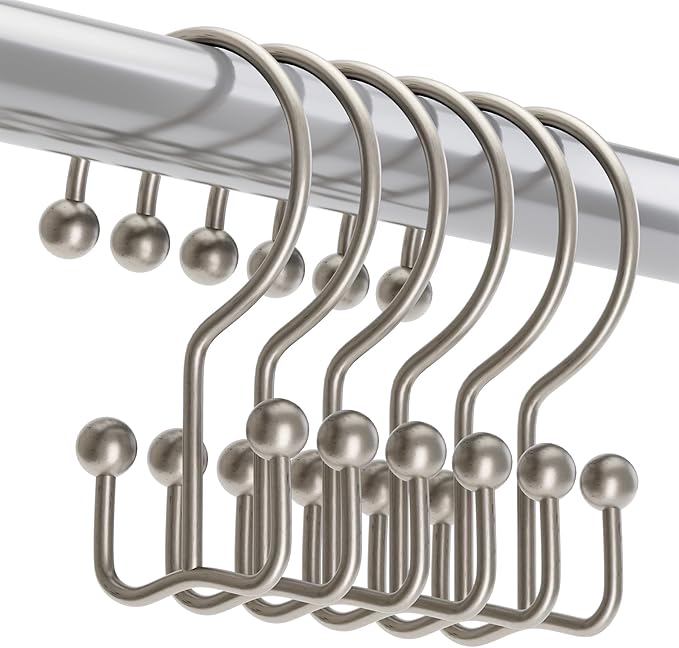 Titanker Shower Curtain Hooks Matte Nickel, Minimalist Simple Double Glide by Titanker
