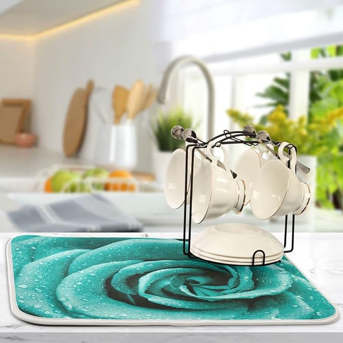 Super Absorbent Dish Drying Mat, Microfiber Fast-Drying Dish Mat, Kitchen Dish - Image 5