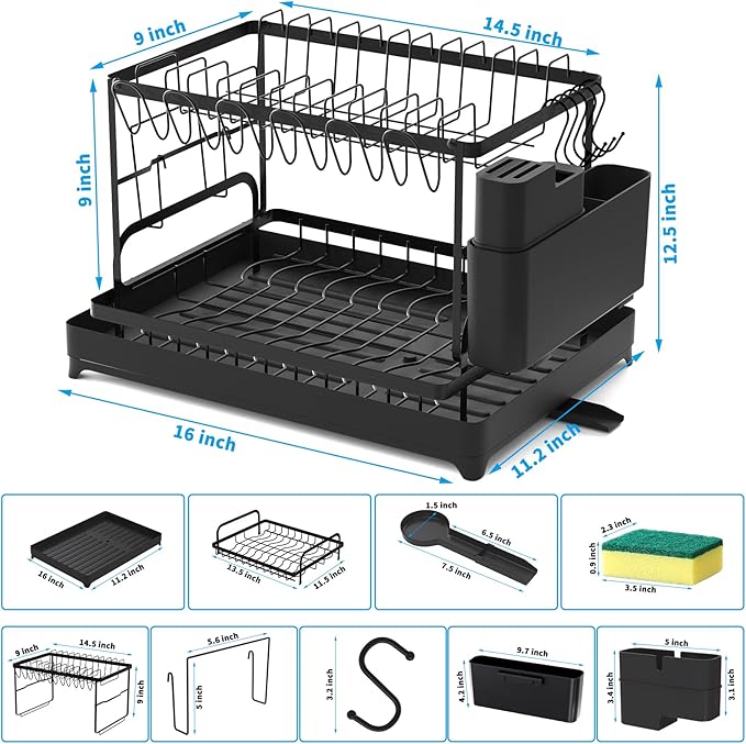 Dish Drying Rack, 2 Tier Large Dish Drying Rack - Image 6