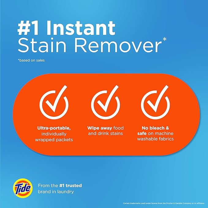 Tide Stain Remover for Clothes, Tide To Go Wipes, Instant Stain Remover for - Image 5