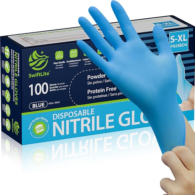 Nitrile Gloves, Food Safe Disposable Gloves Latex Free by SWIFTLITE