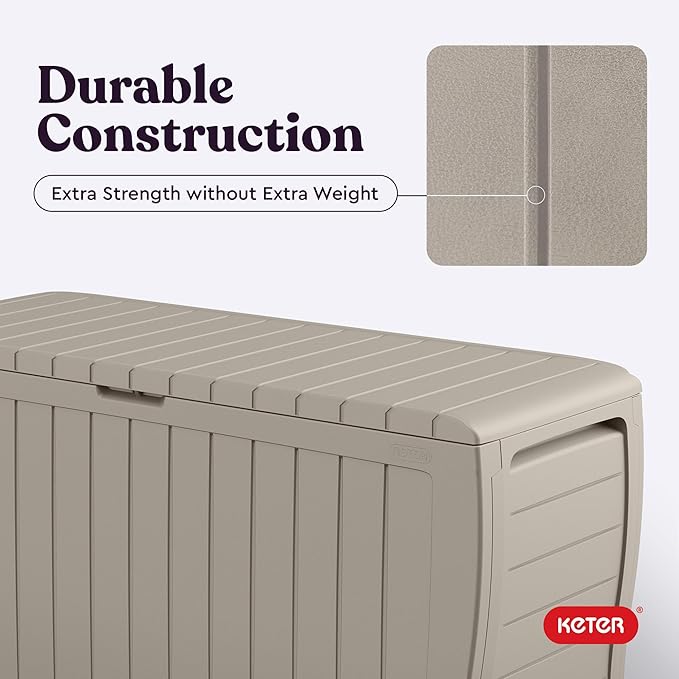 Keter Marvel Plus 71 Gallon Resin Outdoor Storage Box for Patio, Balcony & Garden – Weather‑Resistant Deck Box for Cushions, Pillows, Pool Floats & Tools, Beige - Image 9