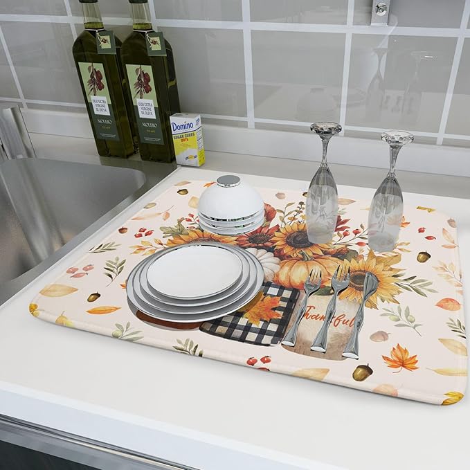 Autumn Sunflowers Vase Dish Drying Mat - Image 6