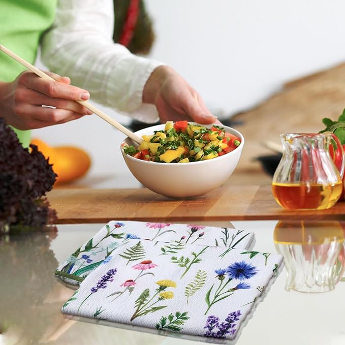 Geyoga 6 Pcs Spring Floral Kitchen Towels Flamingo Dish Hand Towels Sunflower - Image 4