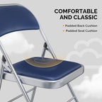 VINGLI 6 Pack Folding Chairs with Padded Seats, Metal Frame with Pu Leather Seat & Back, Capacity 350 lbs, Blue - Image 5