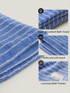 WENSHUO Azure Holiday-Striped Pure Cotton Bath Towel, 100% Combed Cotton - Image 3