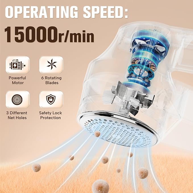 DBC Fabric Shaver with 15000r/Min Powerful Motor, LED Display, 6-Leaf Blades - Image 3