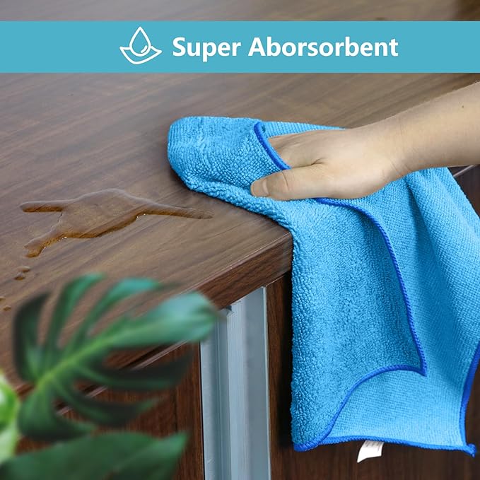HOMEXCEL Blue Microfiber Cleaning Cloth 100 Pack, Microfiber Towel - Image 3