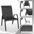 Patio Dining Chairs Set of 6, Outdoor Stackable Dining Chairs High Back, Patio Furniture for Backyard, Porch, Garden, Poolside (Dark Grey) - Image 4