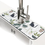 Kitchen Sink Splash Guard，Cats and potted plants Faucet Mat Sink Gadgets-Super by ZHUZHISHAN