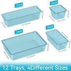 12-Piece Drawer Organizer Set, 4 Sizes Versatile Plastic Vanity Organizer - Image 2