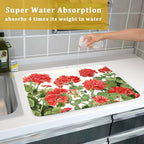Spring Dish Drying Mat for Kitchen Counter Geranium Summer Floral Absorbent - Image 7