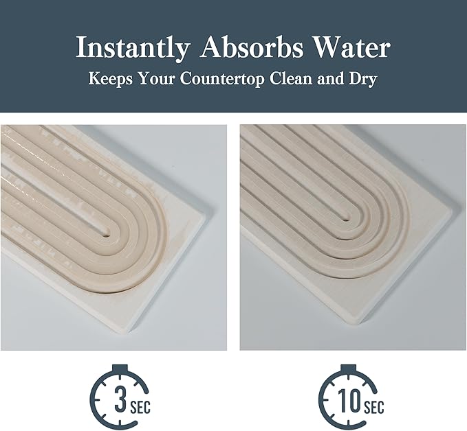 Stone Faucet Mat for Kitchen Sink, Quick Drying Mats, Water Absorbing Guard & - Image 3