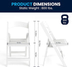 Flash Furniture Hercules Series Folding Chair - White Resin - Set of 4 800LB Weight Capacity Comfortable Event Chair - Light Weight Folding Chair - Image 3