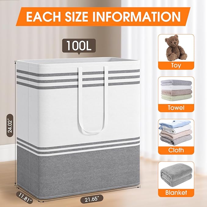 4 Pack Large Laundry Baskets, Laundry Hampers, Freestanding Waterproof - Image 2
