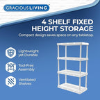 Gracious Living 4 Shelf Knect-A-Shelf Ventilated Light Duty Storage Home Organizer with Adjustable Shelves for Garage, Basement, and Laundry, White - Image 4